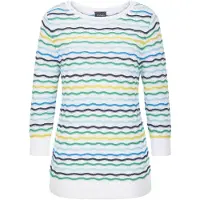 Goldner Rundhalspullover "Kurzgröße Baumwollpullover mit Wellenmuster" modische Wellenoptik