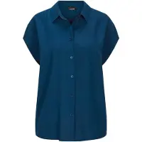 Goldner Kurzgröße: Viskosebluse mit Hemdkragen in dunkelblau | Gr.: 24
