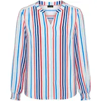 Goldner Klassische Bluse "Kurzgröße Streifenbluse mit Smokdetails" Sattel an Schulter und Rückteil