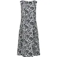 Goldner Elegantes Jerseykleid mit Faltenrock in schwarz / weiß / gemustert | Gr.: 48