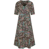 Goldner Viskosekleid mit orientalischem Muster in bunt / gemustert | Gr.: 40