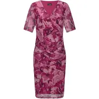 Goldner Wickelkleid mit Blumenmuster in rosé / gemustert | Gr.: 42
