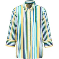 Goldner Hemdbluse "Kurzgröße Blusenshirt mit Streifenmuster" Knopfleiste