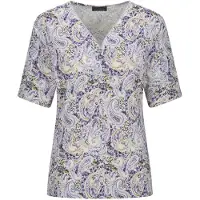 Goldner Viskoseshirt mit Paisley-Muster in flieder / grün / gemustert | Gr.: 48
