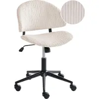 Beliani Bürostuhl Cremeweiß Cord Drehbar Höhenverstellbar Modernes Design Retro Stil Schreibtischstuhl Computerstuhl für Homeoffice Büro Arbeitsplatz