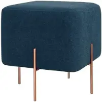 Atelier Del Sofa | Hocker Copper quadratisch blau Leinen 40x42x40 cm | NADUVI