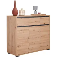 Carryhome Kommode, Anthrazit, Eiche, Kunststoff, 3 Schublade(n) Schubladen, 120x103x48 cm, Beimöbel erhältlich, stehend, Wohnzimmer, Kommoden & Sideboards, Kommoden