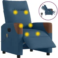 vidaXL Massagesessel Elektrisch - Fernsehsesel - Blau Stoff - Couchsessel CC17841