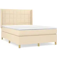 Syfax Boxspringbett mit Matratze Creme 140x200 cm Stoff