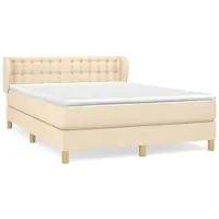 Syfax Boxspringbett mit Matratze Creme 140x190 cm Stoff