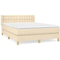 Syfax Boxspringbett mit Matratze Creme 140x200 cm Stoff