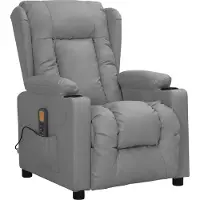Syfax Massagesessel Grau Kunstleder, manuelle Liegefunktion, Vibrationsmassage, 6-Punkt, Handsteuerung, 2 Getränkehalter, 96x99,5x72,5 cm