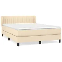 Syfax Boxspringbett mit Matratze Creme 140x190 cm Stoff