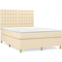 Syfax Boxspringbett mit Matratze Creme 140x200 cm Stoff