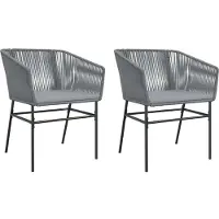 vidaXL Gartenstühle 2 Stk. mit Kissen Grau Poly Rattan