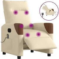 vidaXL Massagesessel Elektrisch - Fernsehsesel - Creme Stoff - Couchsessel CC17839