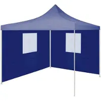 Syfax Profi-Partyzelt Faltbar mit 2 Seitenwänden 2×2m Stahl Blau