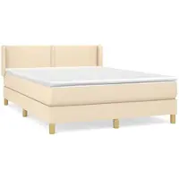 Syfax Boxspringbett mit Matratze Creme 140x200 cm Stoff