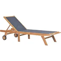 Syfax Sonnenliege Klappbar mit Rädern Teak Massivholz und Textilene