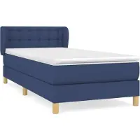 vidaXL Boxspringbett mit Matratze Blau 100x200 cm Stoff