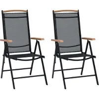 vidaXL "2026 Promotion" Gartenstühle Klappbar 2 Stk. - Hohe Qualität - Aluminium und Textilene Schwarz - Gartenstühle CC25877
