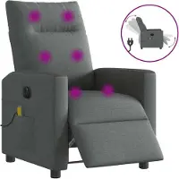 vidaXL Massagesessel Elektrisch - Fernsehsesel - Dunkelgrau Stoff - Couchsessel CC17849