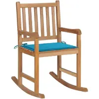 Syfax Schaukelstuhl mit Blauem Kissen Massivholz Teak