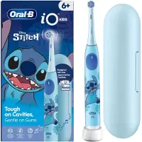 Oral-B iO Kids Disney Stitch with Travel Case, Kind, Rotierende Zahnbürste, Tägliche Pflege, Sensibel, Super sensitive, Blau, 2 min, Blau