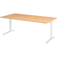 Bümö Schreibtisch Serie-XB - Nachbildung: Buche, Größe: 200 x 100 cm, Gestell: Weiß/Alu poliert