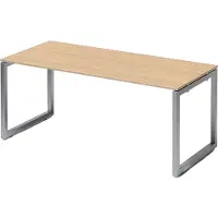Bisley Cito Schreibtisch O-Gestell fixiert - Nachbildung Ahorn, Gestell: Silber, Größe: 180 x 80 cm