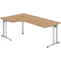 Bümö Schreibtisch Serie-N - Nachbildung: Asteiche, Größe: Eckschreibtisch 200 x 120 cm