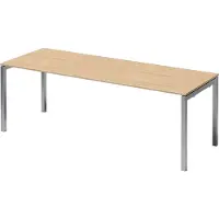 Bisley Cito Schreibtisch U-Gestell fixiert - Nachbildung Ahorn, Gestell: Silber, Größe: 220 x 80 cm