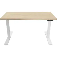 Bisley E-WonderTech Schreibtisch - Nachbildung Ahorn, Gestell: Verkehrsweiß, Größe: 140 x 80 cm