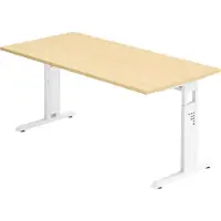 Bümö Schreibtisch Serie-O - Nachbildung Ahorn, Größe: 160 x 80 cm, Gestell: Weiß