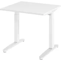 Bümö Schreibtisch Serie-XB - Nachbildung: Weiß, Größe: 80 x 80 cm, Gestell: Weiß/Alu poliert
