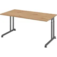 Bümö Schreibtisch Serie-Z - Größe: 160 x 80 cm, Nachbildung: Asteiche, Gestell: Graphit