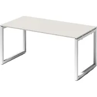 Bisley Cito Schreibtisch O-Gestell fixiert - Größe: 160 x 80 cm, Gestell: Verkehrsweiß, Nachbildung: Grauweiß