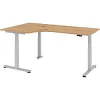 Bümö Schreibtisch elektrisch XDSM - Gestell: Silber, Nachbildung: Asteiche, Größe: Eckschreibtisch 200 x 120 cm