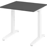 Bümö Schreibtisch Serie-XB - Größe: 80 x 80 cm, Nachbildung: Graphit, Gestell: Weiß