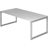Bümö Schreibtisch Serie-R - Gestell: Silber, Nachbildung: Grau, Größe: 200 x 100 cm