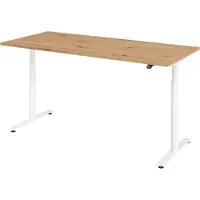 Bümö Schreibtisch elektrisch Bluetooth & App XDLR - Nachbildung: Asteiche, Größe: 180 x 80 cm, Gestell: Weiß