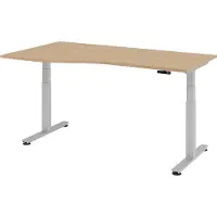 Bümö Schreibtisch elektrisch XDSM - Gestell: Silber, Größe: 180 x 100 cm, Nachbildung: Eiche