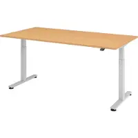 Bümö Schreibtisch elektrisch XMST - Gestell: Silber, Nachbildung: Buche, Größe: 200 x 100 cm