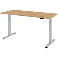 Bümö Schreibtisch elektrisch XDSM - Gestell: Silber, Nachbildung: Asteiche, Größe: 180 x 80 cm