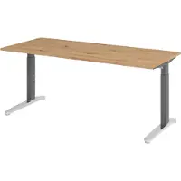 Bümö Schreibtisch Serie-XB - Nachbildung: Asteiche, Größe: 180 x 80 cm, Gestell: Graphit/Alu poliert