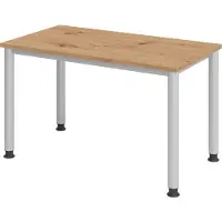 Bümö Schreibtisch Serie-H (Mini) - Gestell: Silber, Nachbildung: Asteiche, Größe: 120 x 67,2 cm