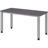 Bümö Schreibtisch Serie-Q (Mini) - Gestell: Silber, Nachbildung: Graphit, Größe: 140 x 67,2 cm