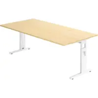 Bümö Schreibtisch Serie-O - Nachbildung Ahorn, Größe: 200 x 100 cm, Gestell: Weiß