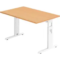 Bümö Schreibtisch Serie-O - Nachbildung: Buche, Größe: 120 x 80 cm, Gestell: Weiß