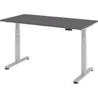 Bümö Schreibtisch elektrisch XDSM - Gestell: Silber, Größe: 160 x 80 cm, Nachbildung: Graphit